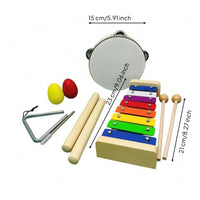 Xylophone Maracas Tambourine Set Rainbow Colored Rhythm Sticks Metal Jingling
