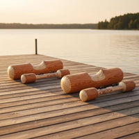 Inflatable Tap Set Wood-Grain Print Cylindrical Buoyant Pieces Yellow and Cream