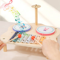 Wooden Music Station Educational Xylophone Drum Cymbal Toy Youngster Music Station Youngster Percussion Set for Young Children
