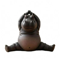 Resin Meditation Hippo Ornament Rounded Statue Sculpted