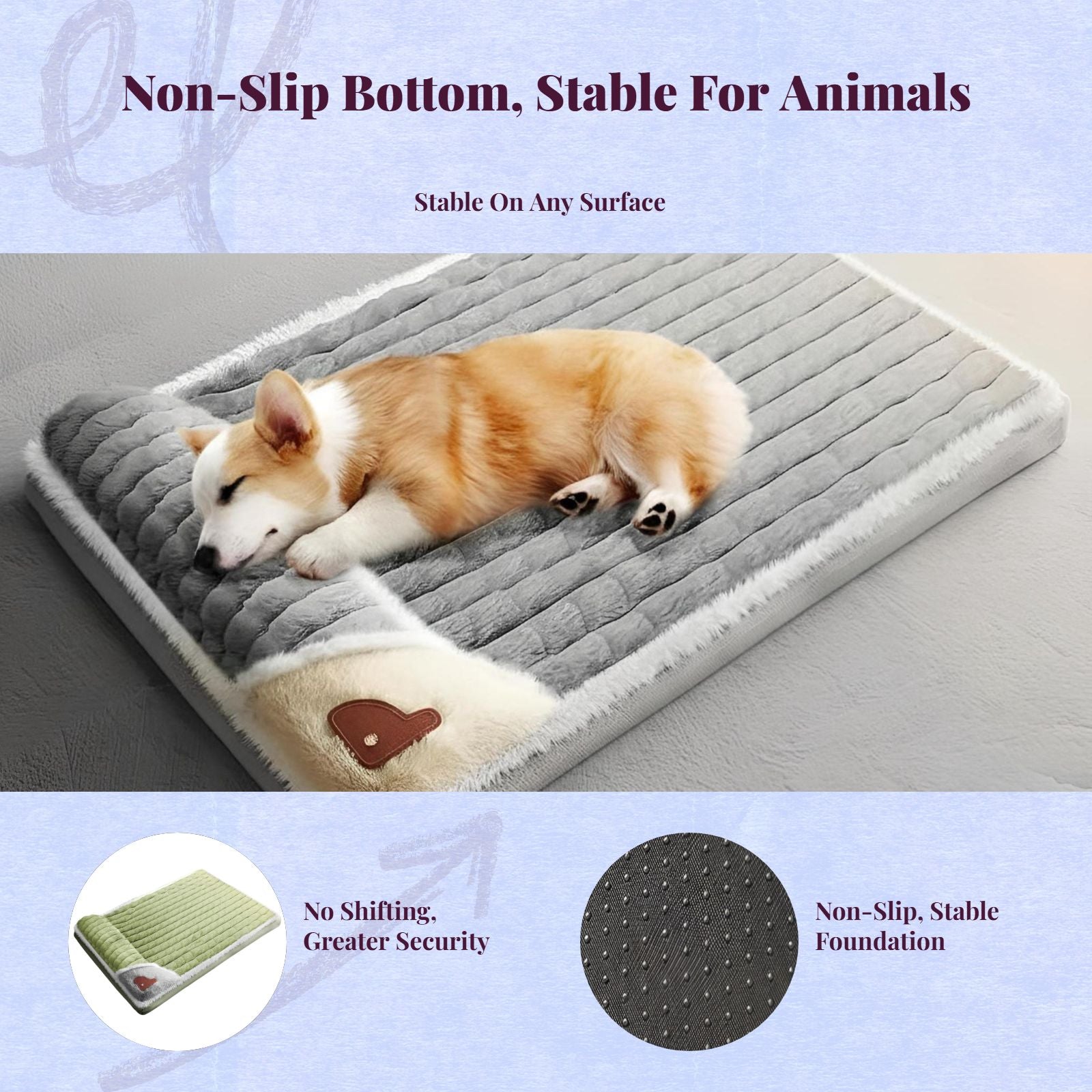 Automatic Warming Dog Bed Mat, Non-Slip, Removable Cover