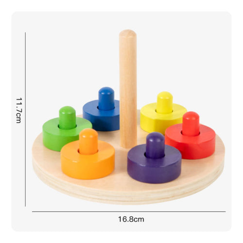 Wooden Hoop Stacker Early Learning Educational Color Matching Toy for Home, Kids