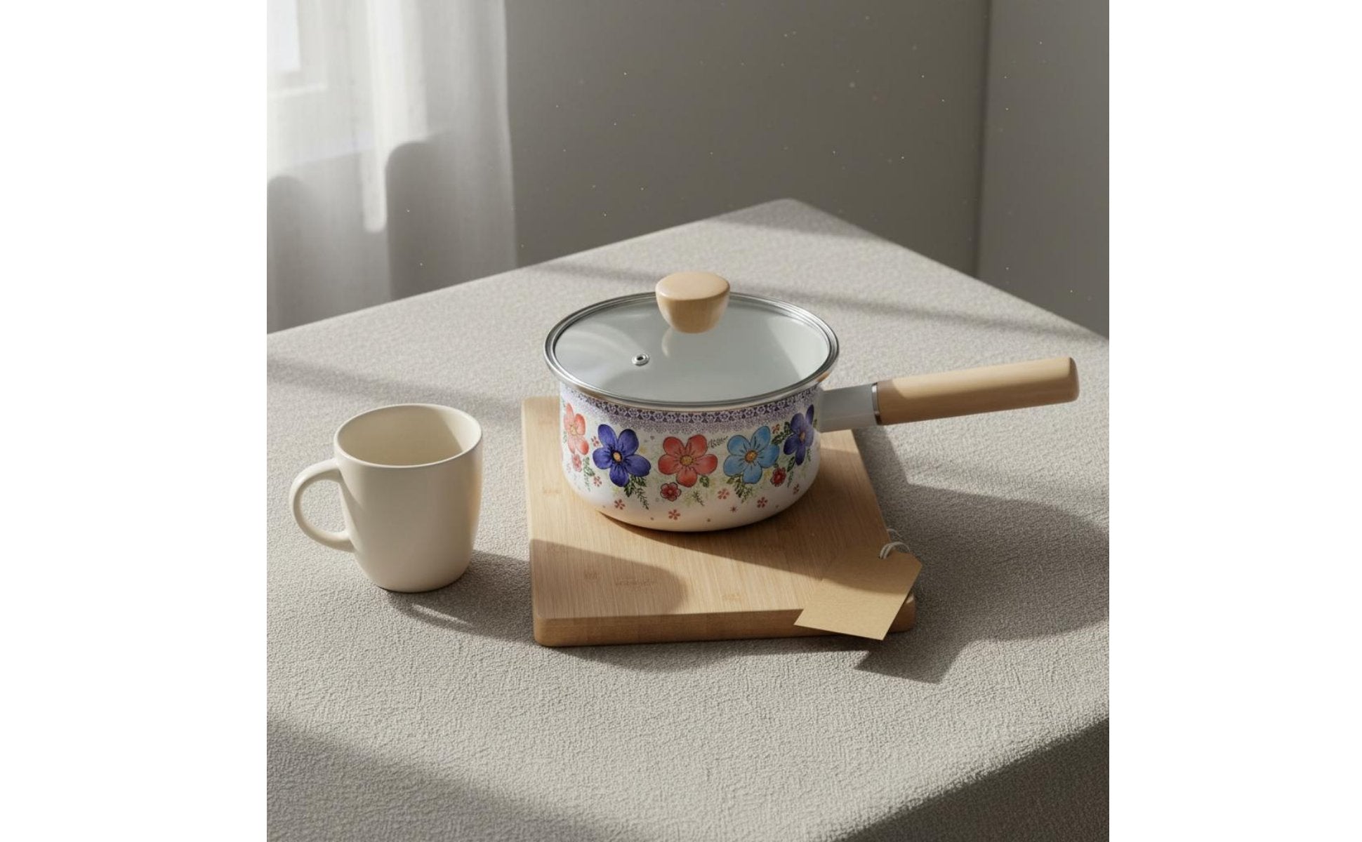Infant Meals Pot Cute Floral Design Lidded Milk Pan Crack-Resistant for Infants