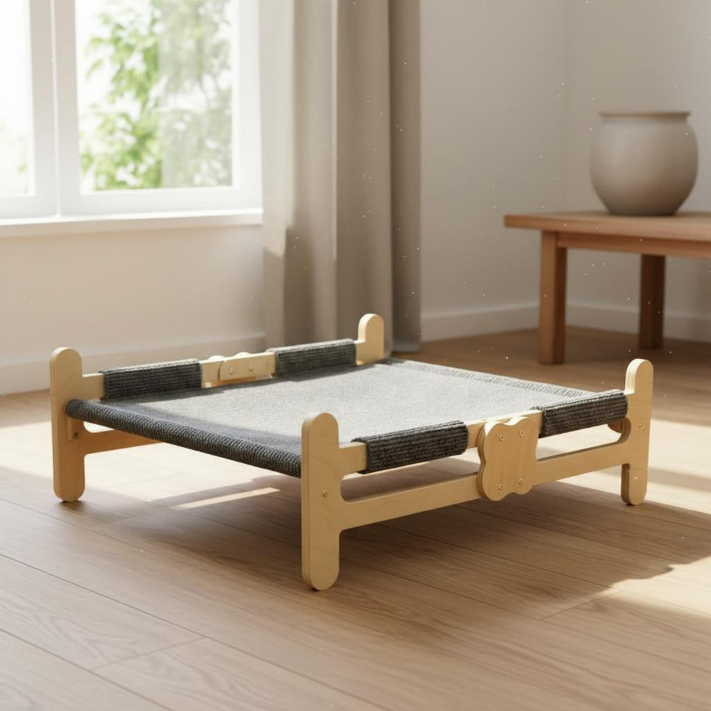 Cat and Dog Hammock Bed Waterproof Cat Hammock Bed Scratch-Resistant Wooden Pet Cot for Cats, Small Dogs, Indoor
