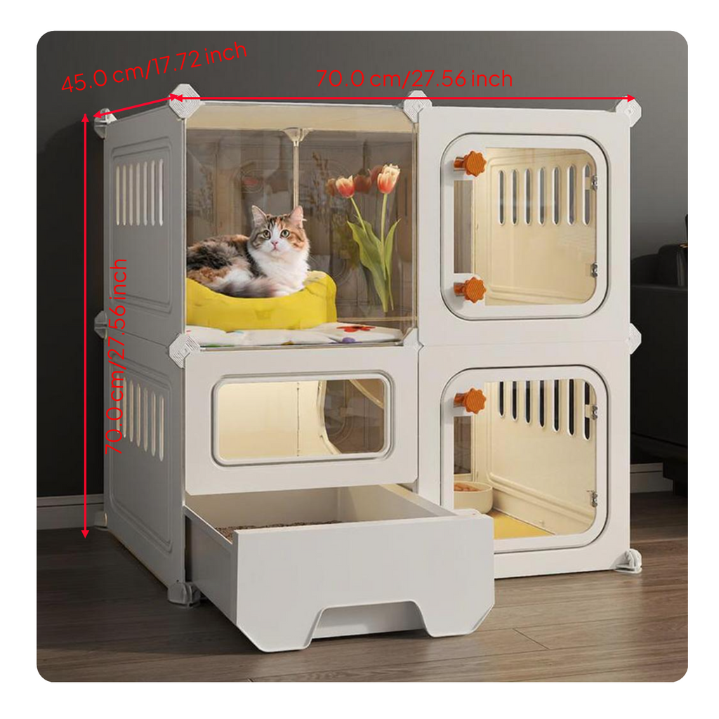 Indoor cat villa with litter box