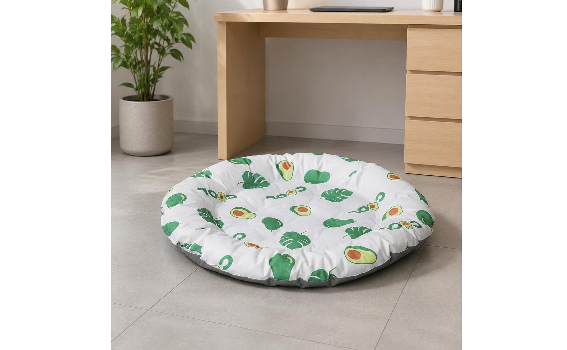 Round Cooling Pet Bed Soft Padded Border Feline Cooling Mat Easy to Clean