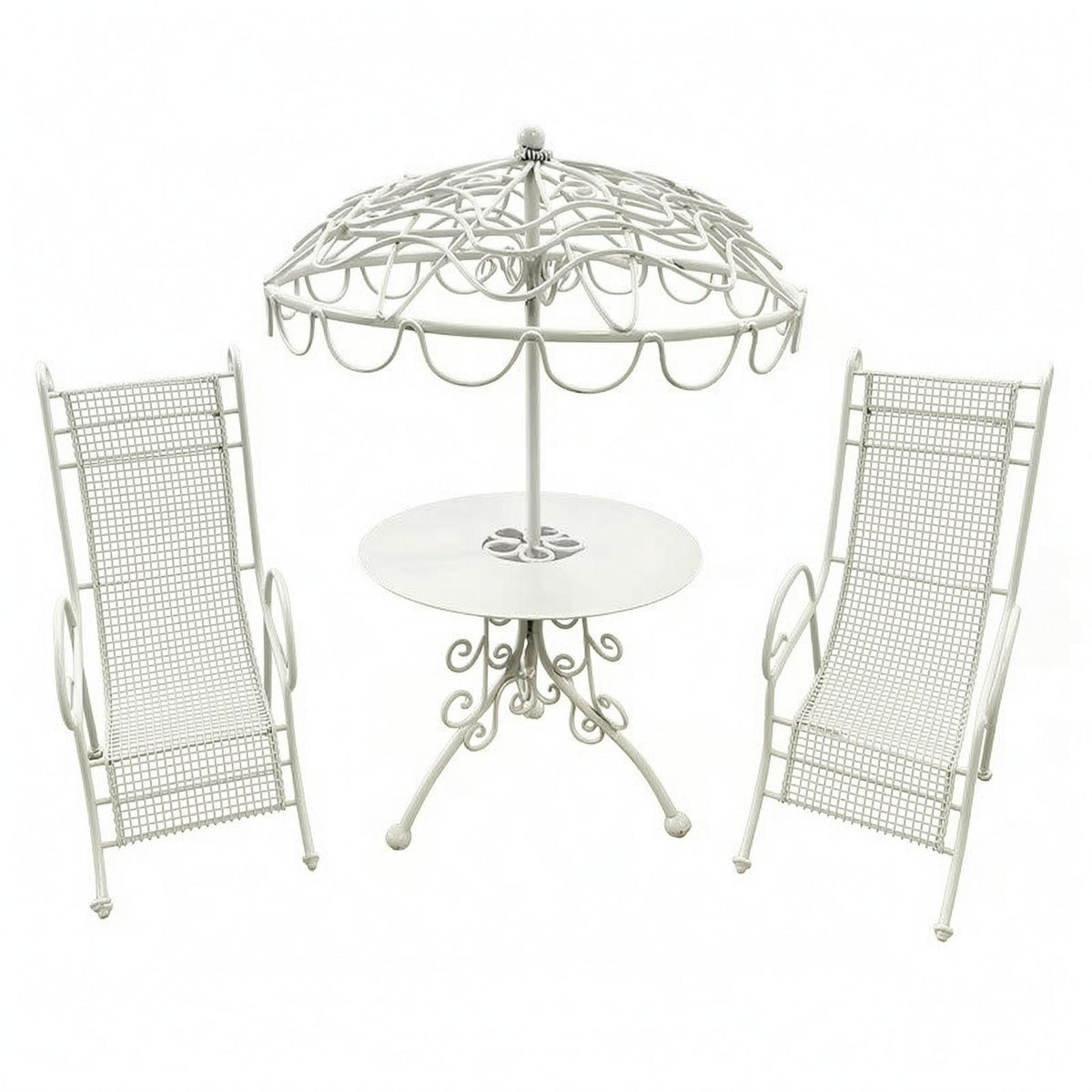 Dollhouse Patio Furniture Reclining Fairy Garden Furniture Wrought Iron Style