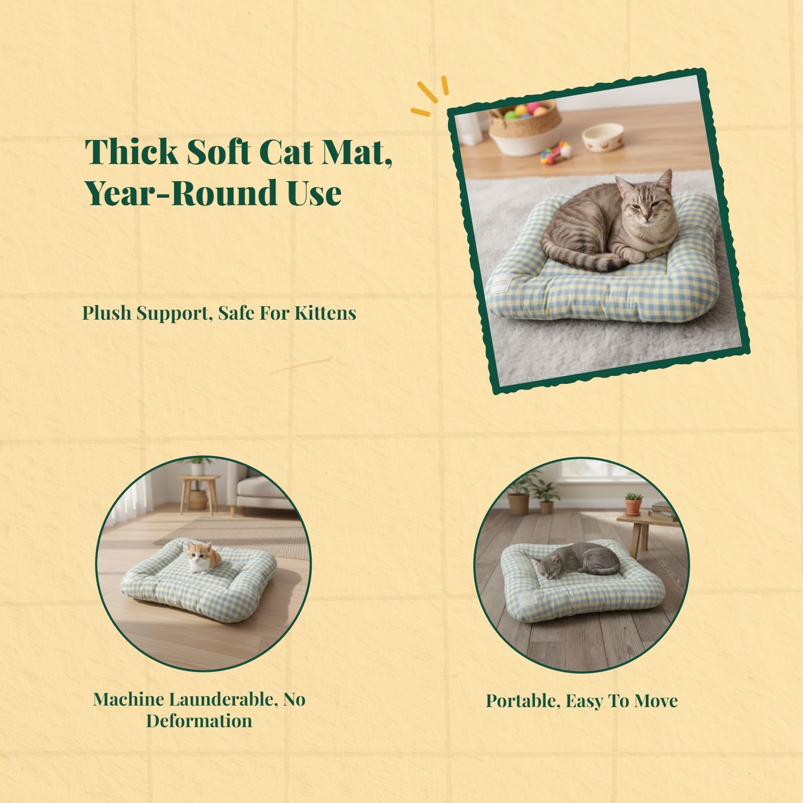 Ultra-soft washable self-warming cat bed for indoor kittens