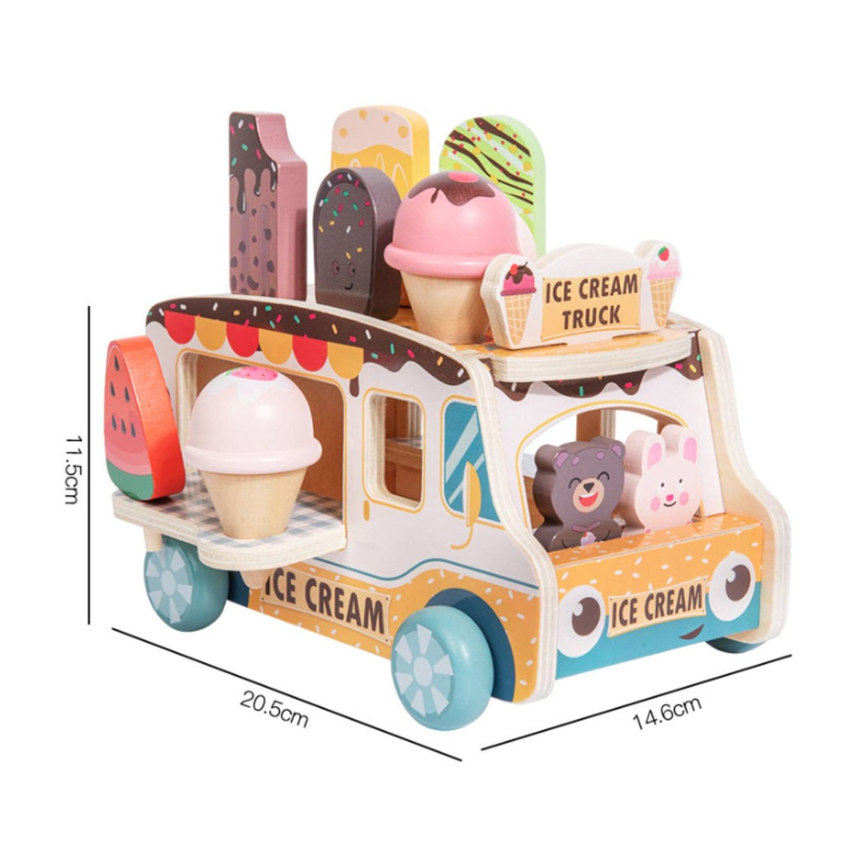 Wooden Ice Cream Truck Encourages Imaginative Play Shape Sorter Food Truck