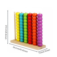 Rainbow Bead Counter Educational Wooden Bead Stacking Toy Fine Motor Skill Development Color Sorting Stacking Rings for Young Children, Playroom
