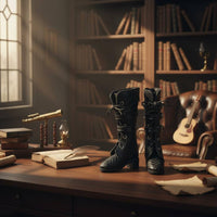 1/4 BJD Black Leather Boots Textured texture/4 Doll Boots for Photo Photography, Display, Collection