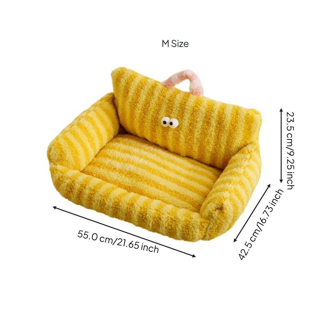 Washable plush cat or dog bed, warm indoor sofa mat for pets