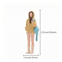 Hooded Girl Figurine 1:64 Scale Miniature Girl Figurine Hand-Painted
