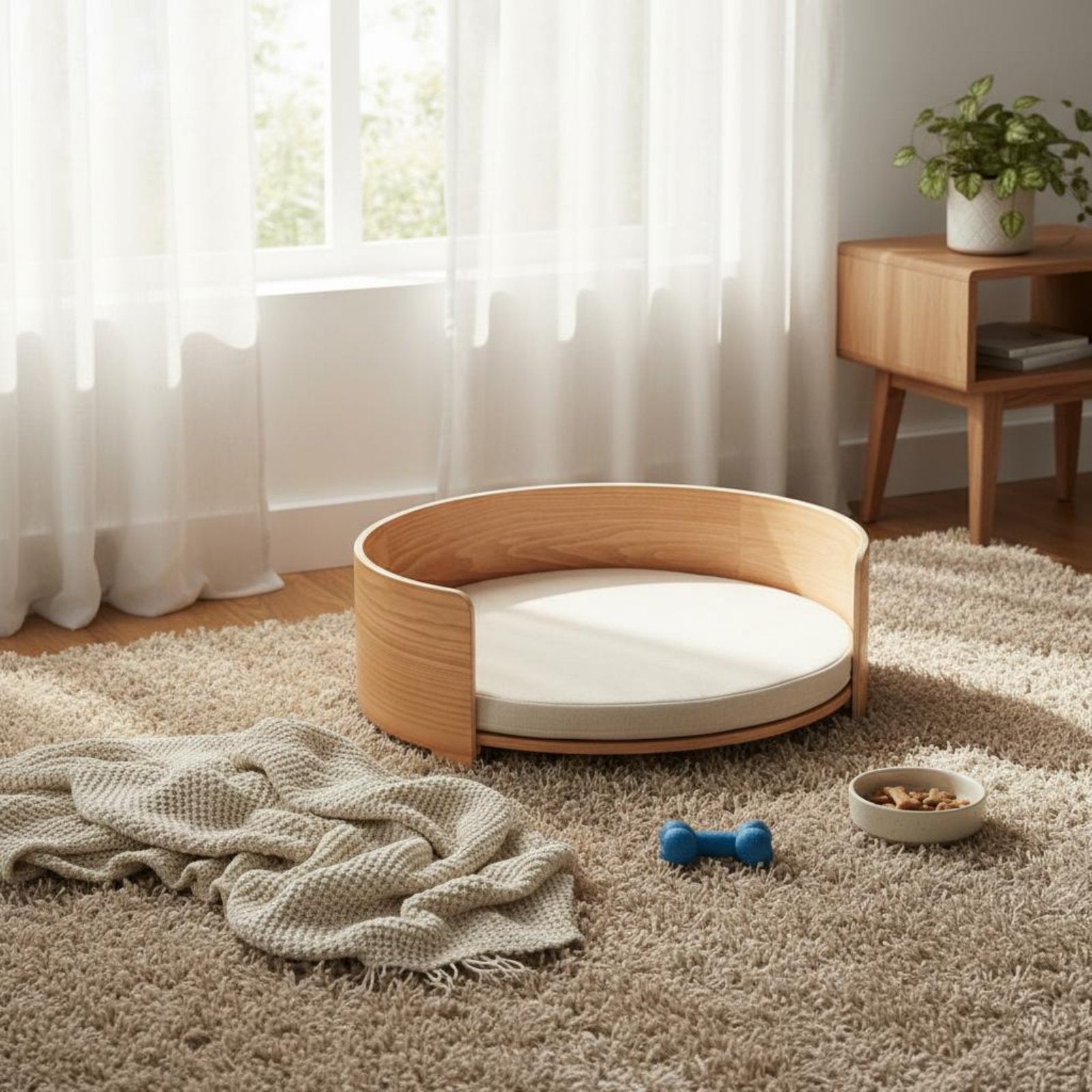 Cat Bed Breathable Soft Pet Bed Thick Padded Round Pet house for Indoor