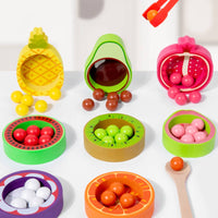 Fruit Bead Matching Toy Wooden Peg Board Bead Game Rounded Edges