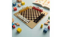 Four-Player Chess Set Sculpted Knight Heads 4 Player Chess Set Strategy Game Glossy Rounded Corners