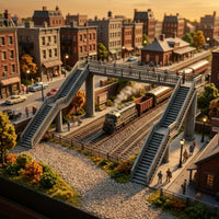 Pedestrian Overpass Assembled Model Overpass with Stairways for Hobbyists