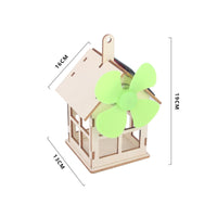 Solar Powered Wooden House Model Hanging Tab Learning Toy Cut
