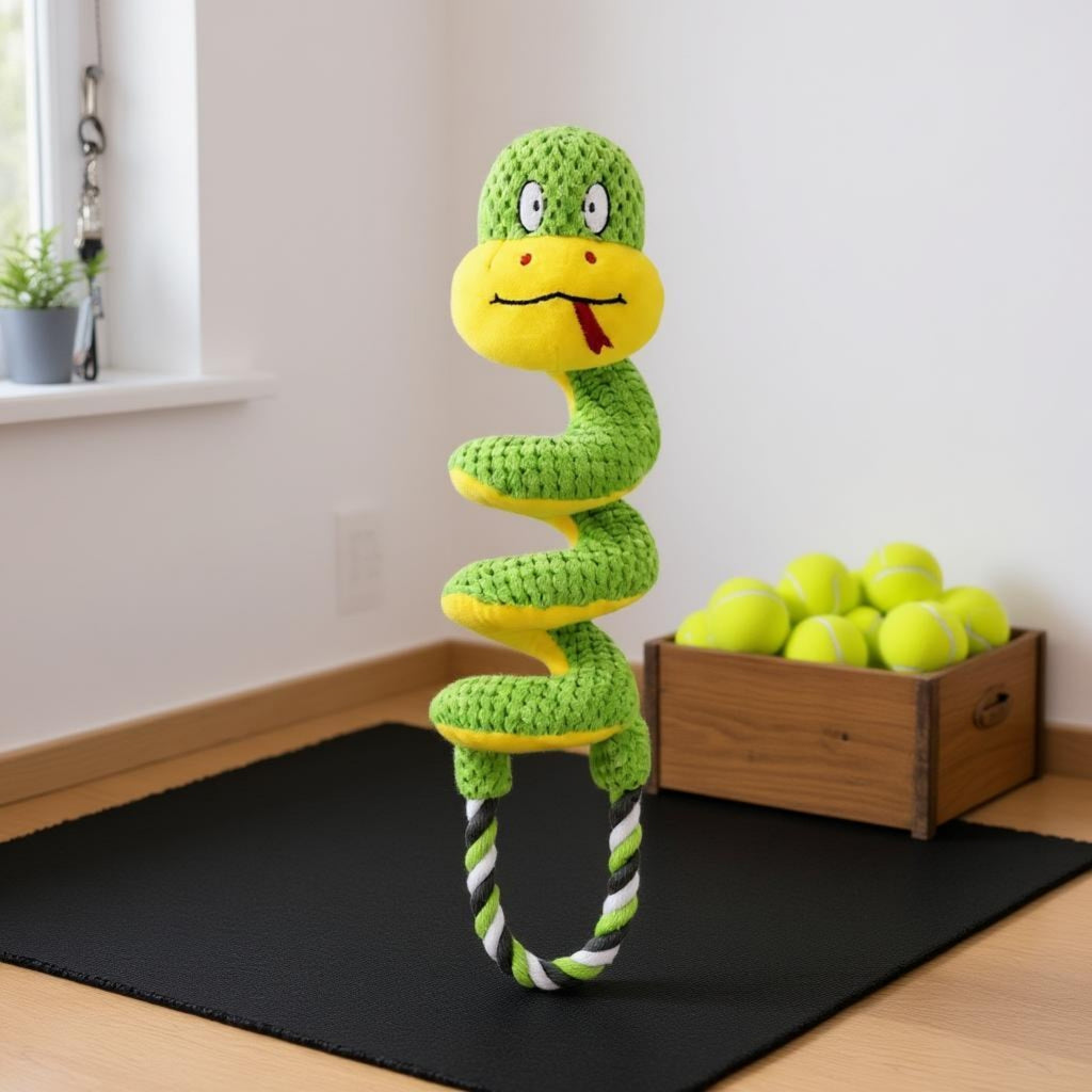 Squeaky Snake Toy Rope Loop Squeaky Dog Toy Interactive for Chewing
