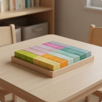 36 Pieces Wooden Blocks Fine Motor Skills Rainbow Block Set Hand-Eye Coordination Color Shape and Pattern for Young Children, Preschool