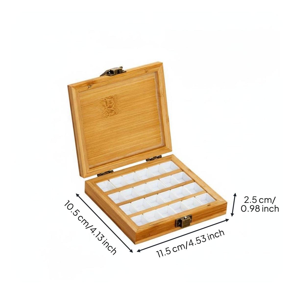 Wooden Watercolor Painter's Color Tray With Latch Empty Watercolor Pan Case Portable Color Mixing Tray for Students, Outdoor