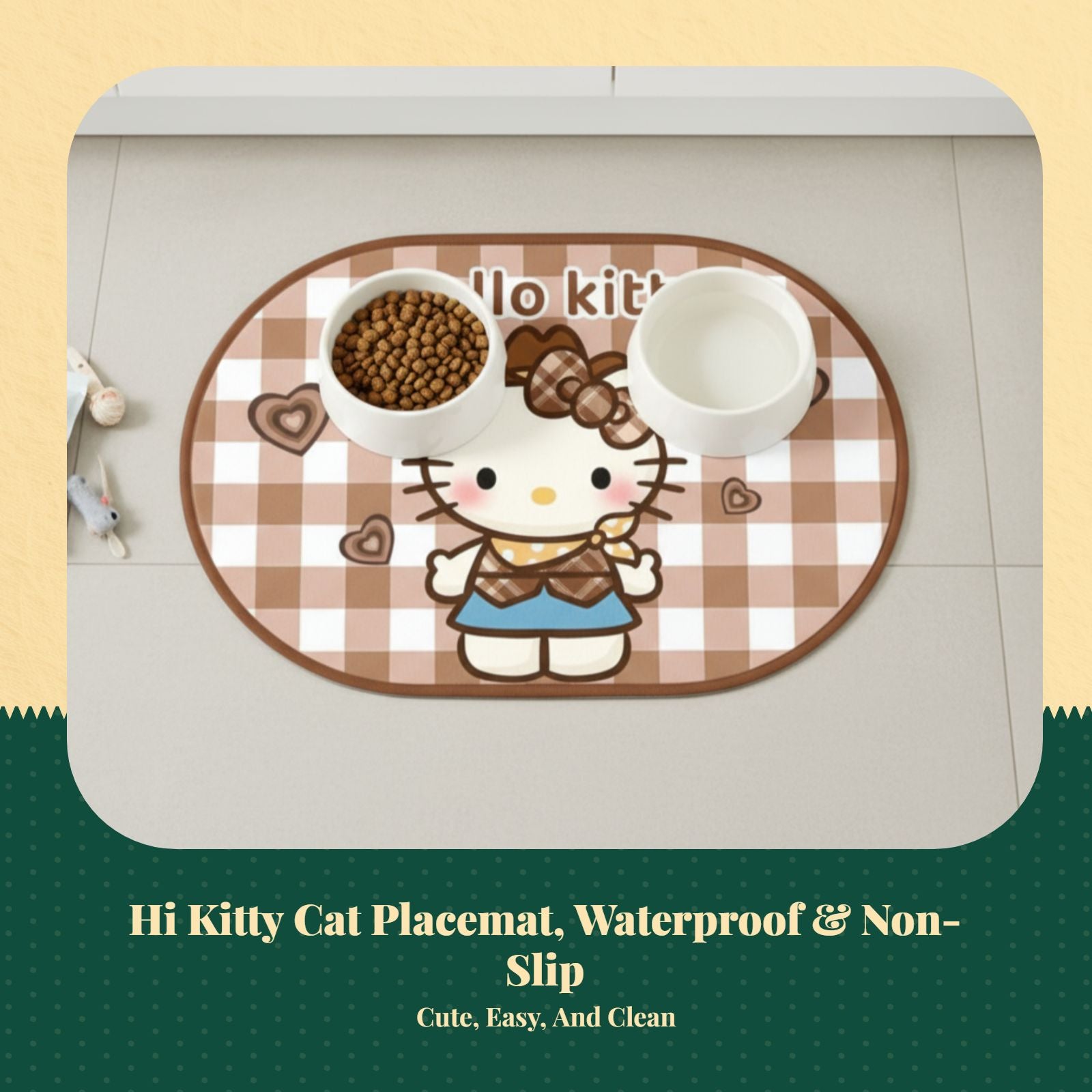Waterproof Non-Slip Cat Feeding Mat, Easy Clean, Cartoon
