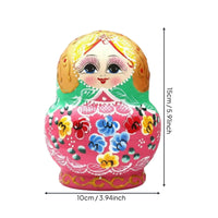 10 Pieces 10 Layer Wooden Doll Handmade House Decoration Floral Pattern Children's Toy for Home