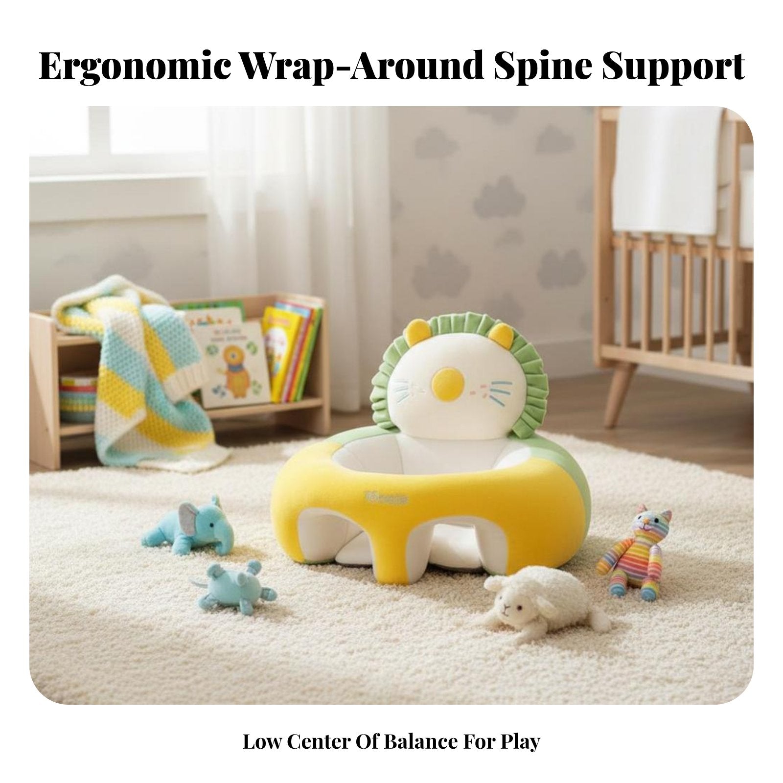 Soft Creature Sit-up Assistant Anti-Tip Design Infant Floor Seat for Indoor Use