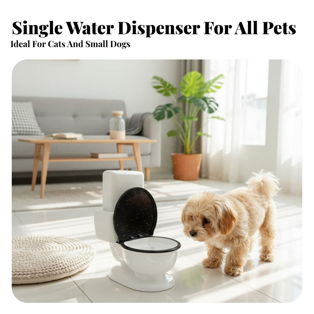 Toilet Shaped Pet Waterer Non-Electric Toilet Shaped Pet Bowl 650ml Capacity Funny Cat Water Bowl for Small Dogs, Young Dogs