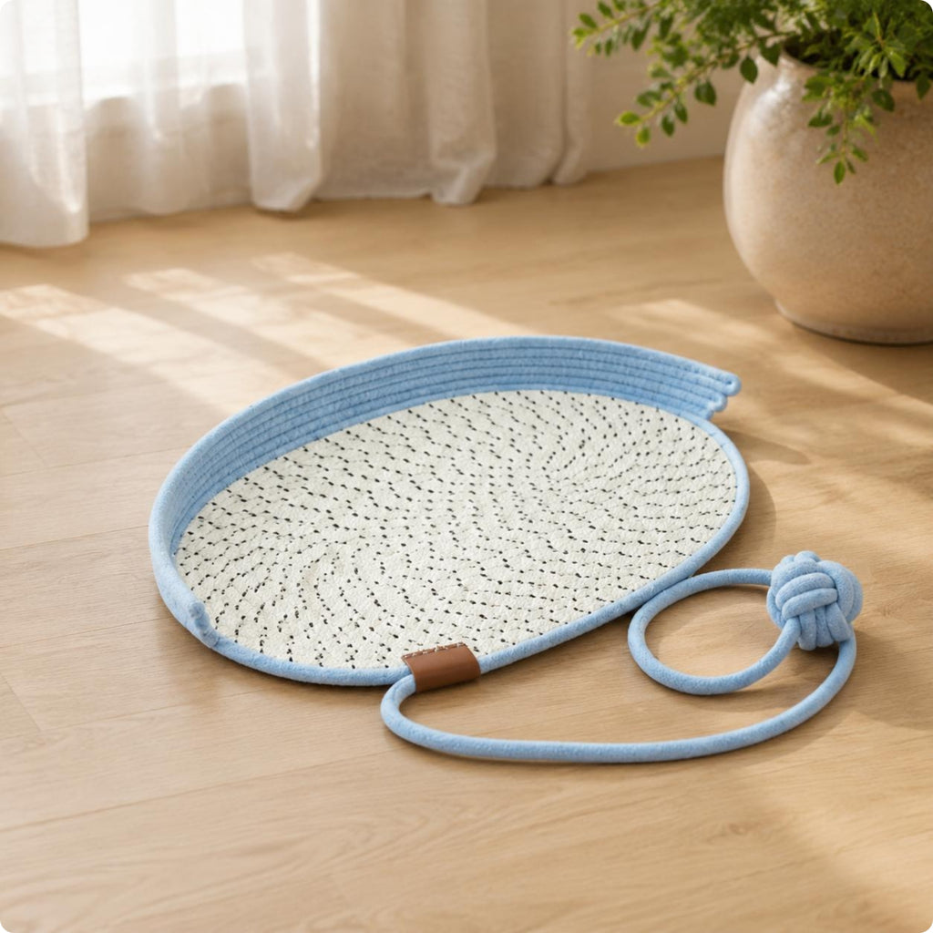 Woven Feline Mat Raised Rim Braided Feline Mat Speckled for Cats