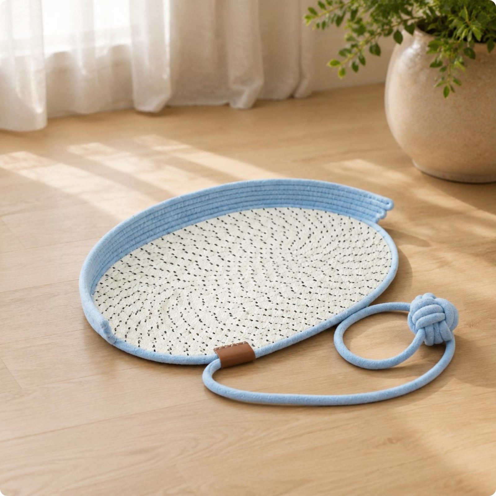 Woven Feline Mat Raised Rim Braided Feline Mat Speckled for Cats
