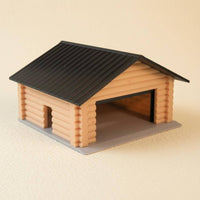 Parking Garage Model Gabled Roof Display Decor Gray Base