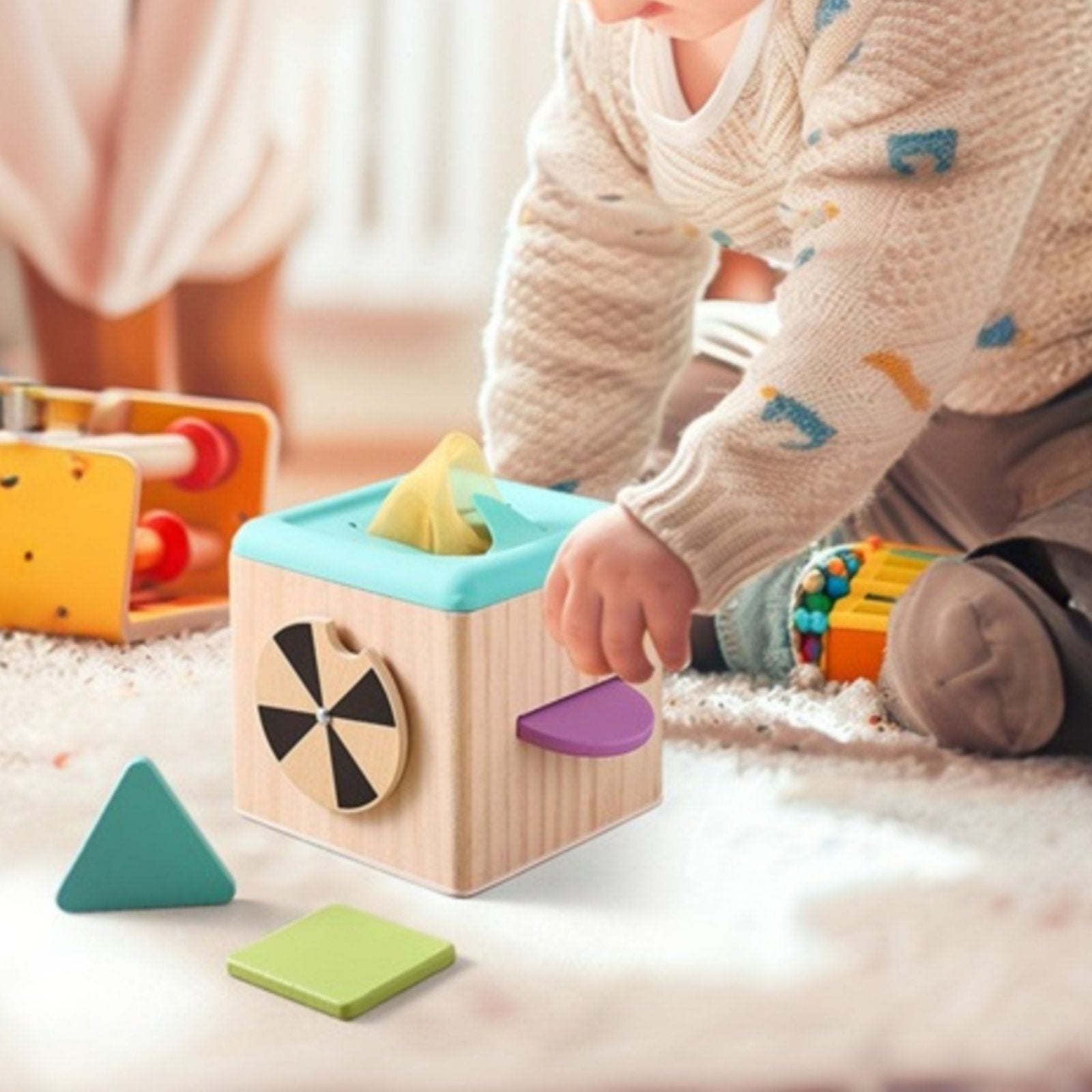Tissue Box Toy Educational Baby Tissue Box Toy Natural Solid Wood