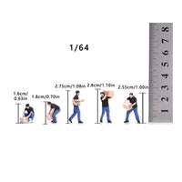 5 Pieces Delivery Worker Figures Realistic Pose 1/64 Scale Miniatures