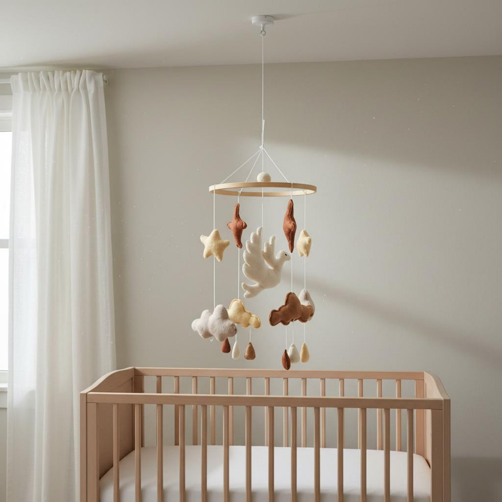 Felt Crib Mobile Nordic Design Nursery Hanging Toy Soothing for Newborns