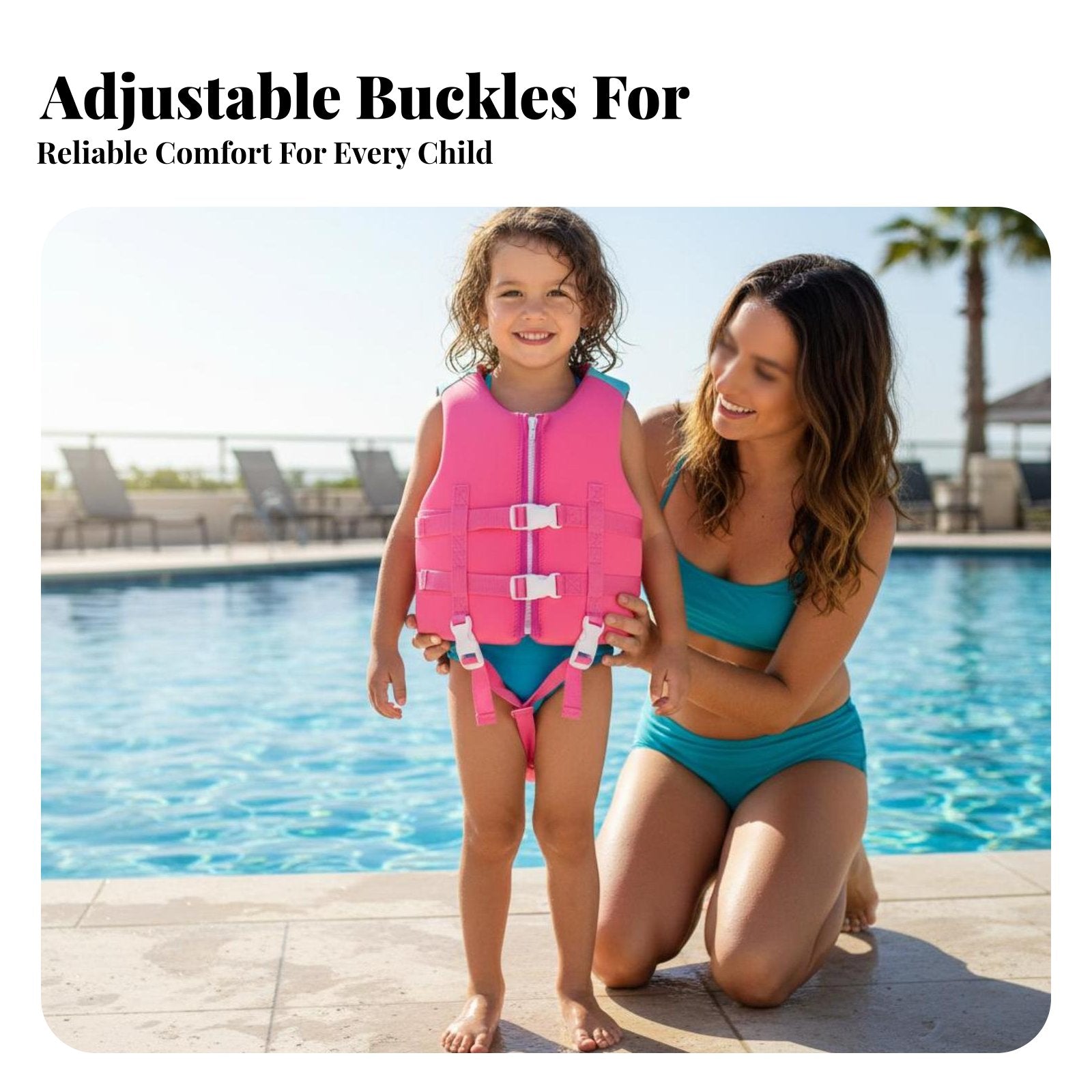 Adjustable Straps Kids Life Jacket Sleeveless Design Children's Swim Vest Lightweight for Toddlers, Swimming, Beach, Boating