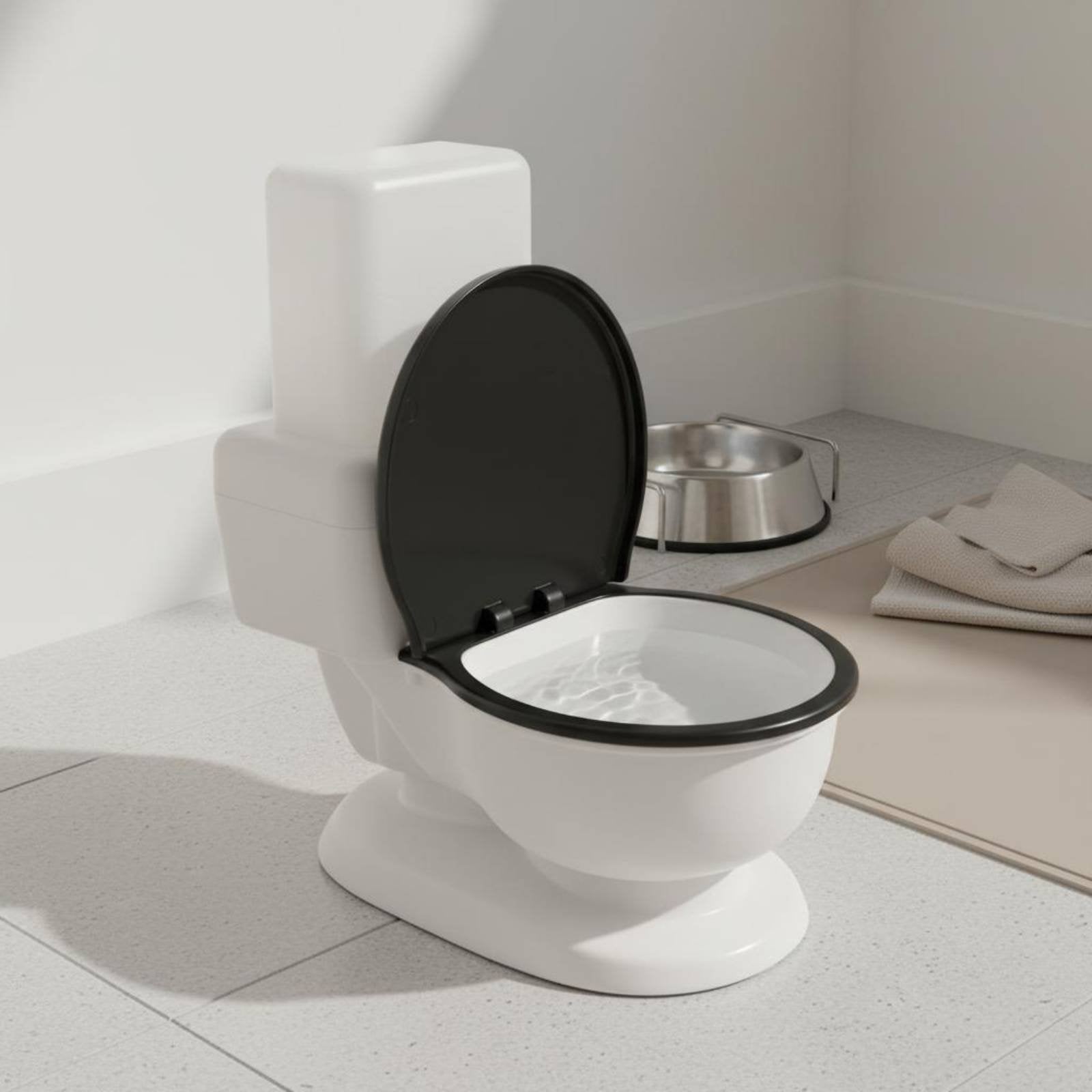 Toilet Shaped Pet Waterer Non-Electric Toilet Shaped Pet Bowl 650ml Capacity Funny Cat Water Bowl for Small Dogs, Young Dogs