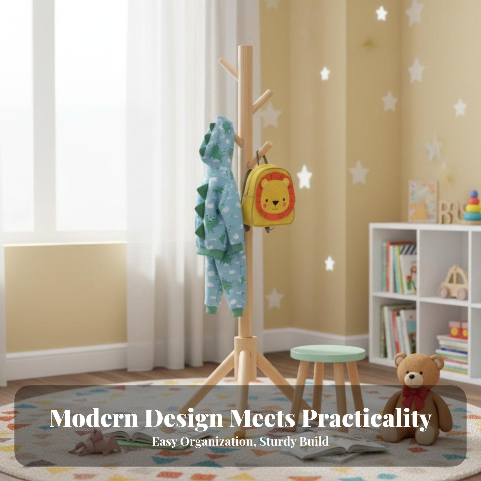 kids' Clothes Tree Floor-Standing Coat Stand Cartoon Design for Children, Adults