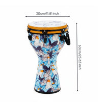 12 Inch Hand Drum Lightweight Butterfly Print Hand Drum Wide Tone Range Percussion Instrument for Beginners, Practice
