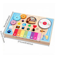 Wooden Busy Board Printed Labels Wooden Busy Board Toy Rounded Corners