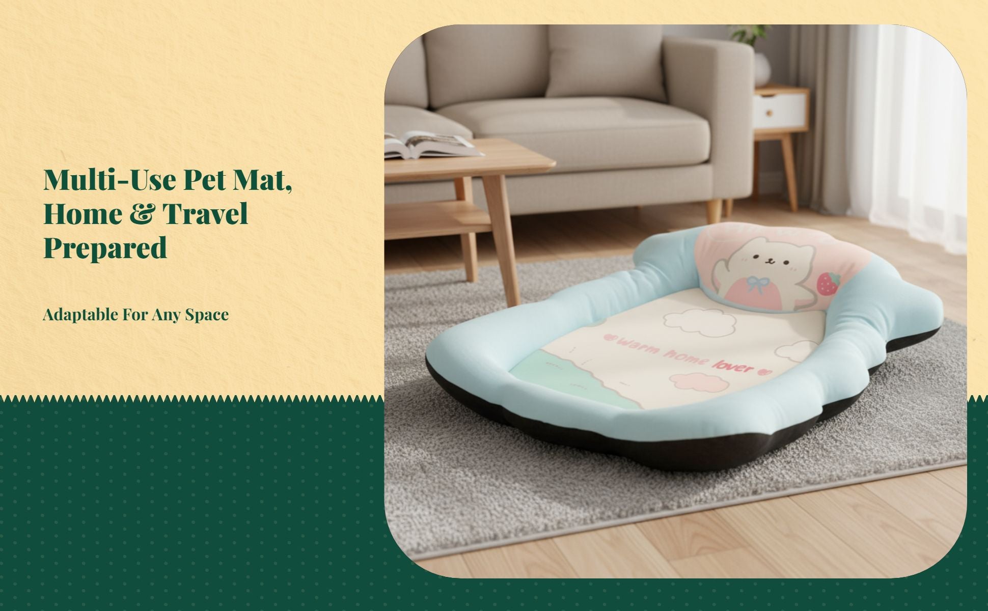 Washable non-slip dog bed mat