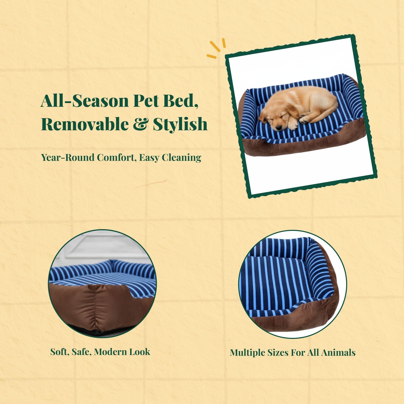 Dog Bed Sofa, Removable Washable Pad, Non-Slip Base