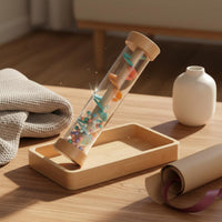 Wooden Rain Sound Tube Easy to Grip Rainmaker Toy Colorful Beads for Babies