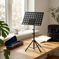 Sheet Music Stand Perforated Instrument Accessory Black Metal