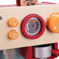 Red Toy Coffee Maker Retro Design Kids Pretend Coffee Maker Set Interactive Features for Playroom
