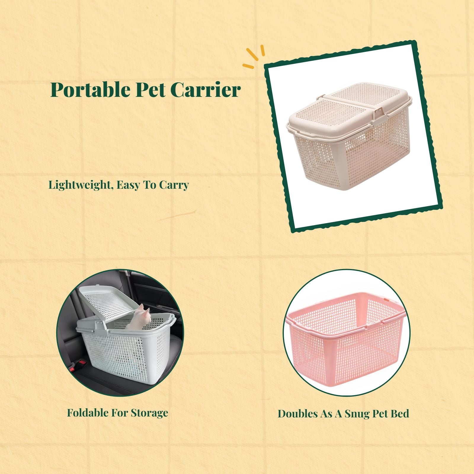 Foldable double pet travel carrier