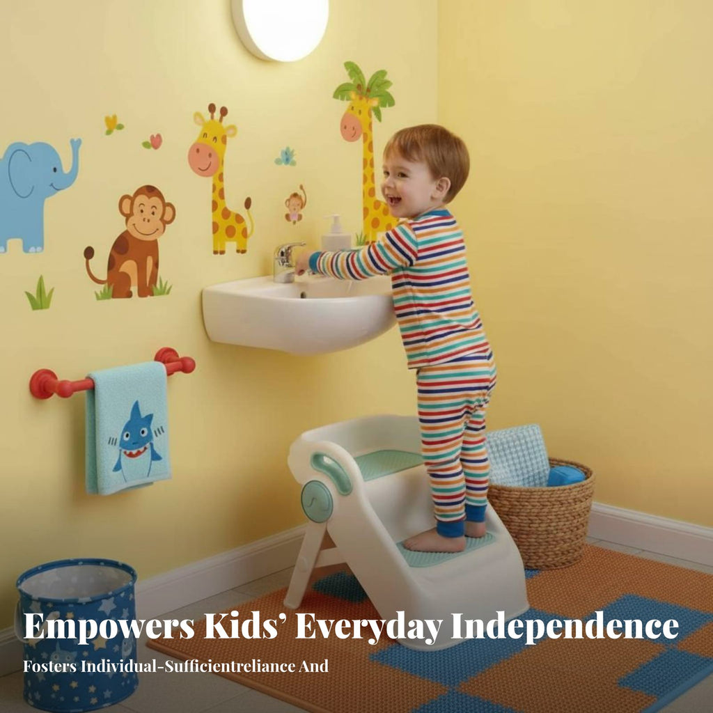 2-Step Toddler Stool Rounded Corners Footstool Promotes Independence for Parents
