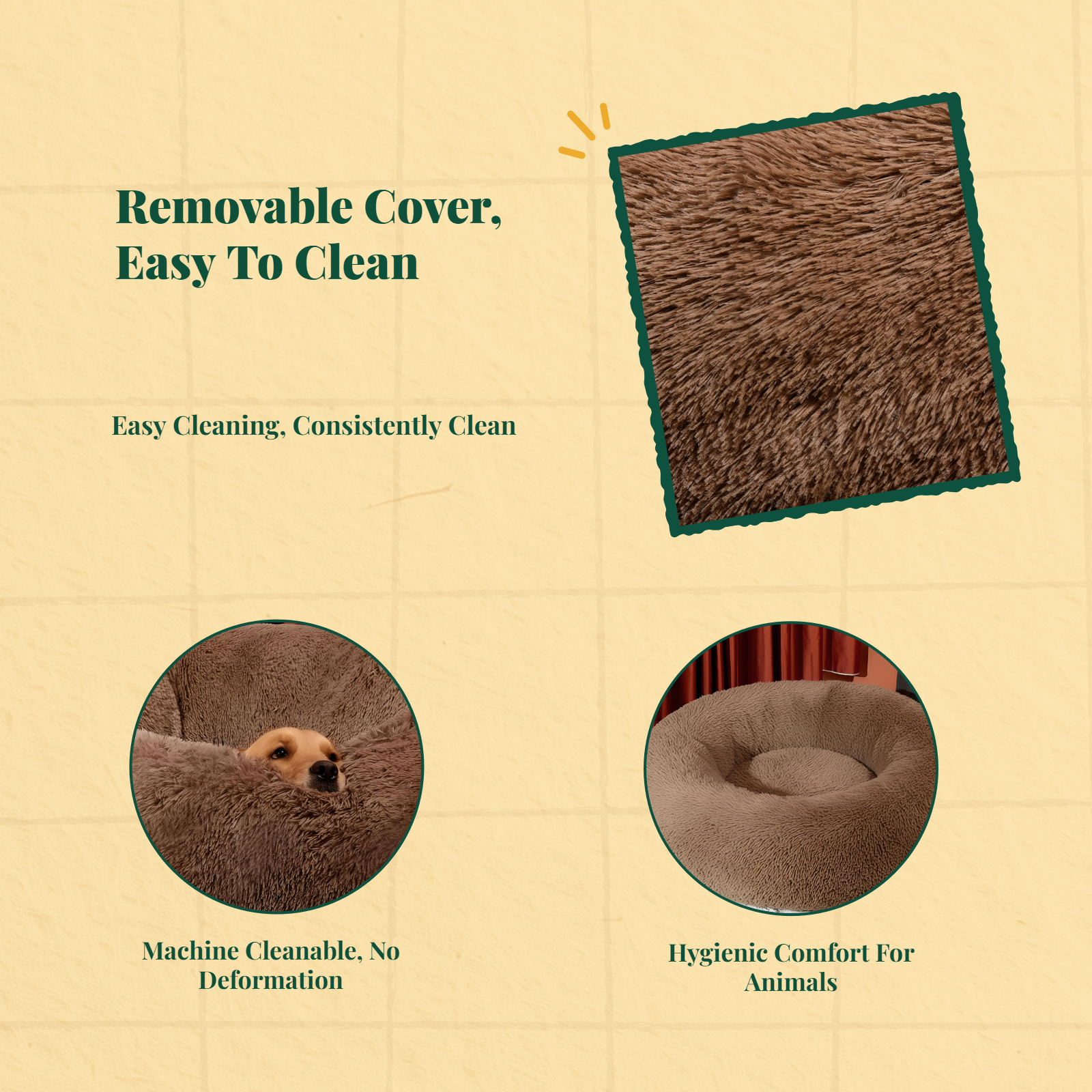 Dog Bed, Self-Warming Orthopedic Pet Sofa, Removable Cover