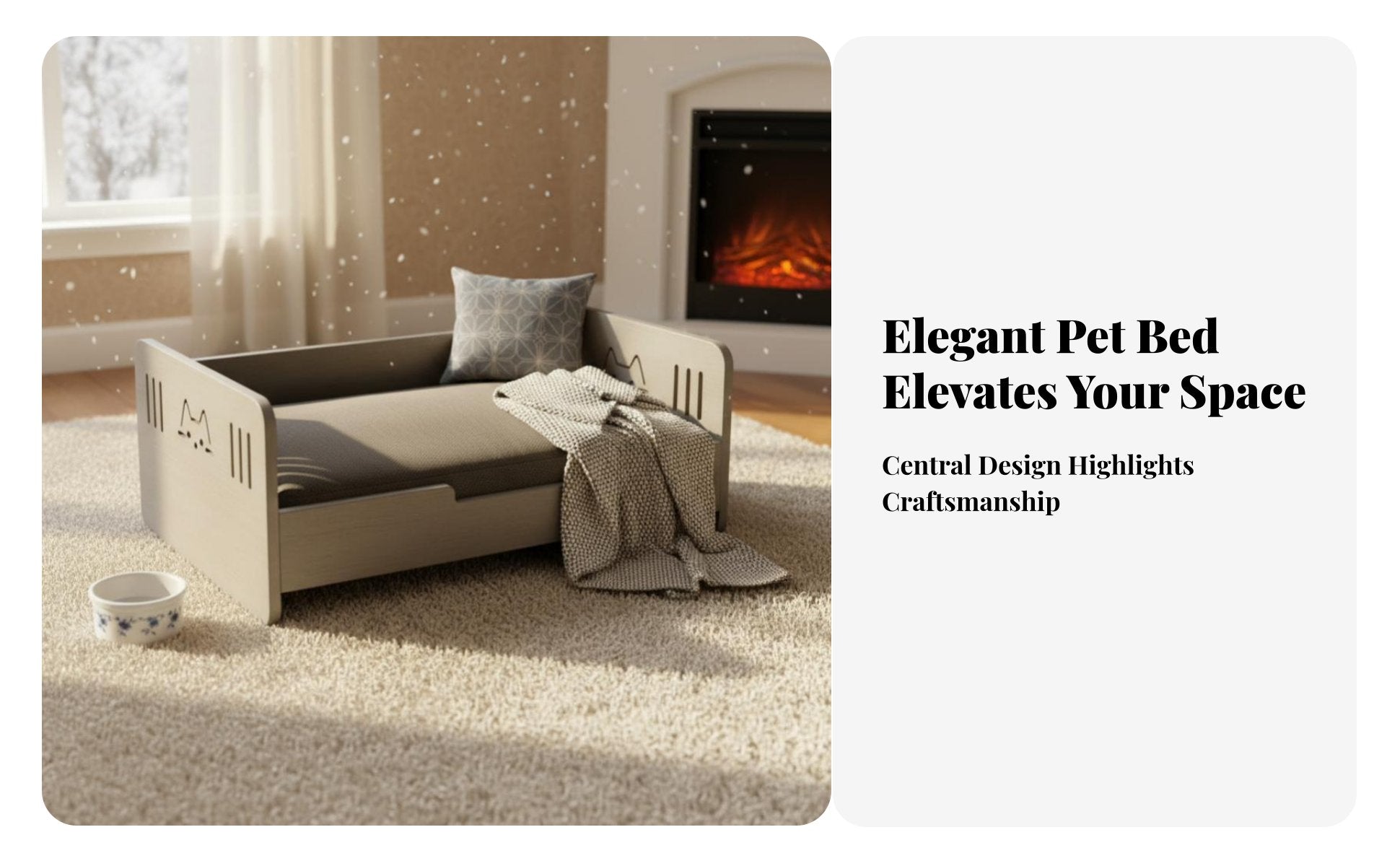 Princess Design Elevated Wooden Pet Bed Luxury & design Elevated Pet Sofa Sturdy Construction Dog Couch cleanable pad for Cat Owners, Indoors, Living Room, Bedroom