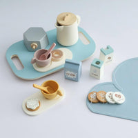 Wooden Coffee Toy Set Natural Wood Pretend Coffee Set Imaginative Play
